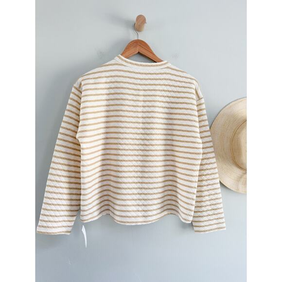 J Crew Factory | NWT | Reversible quilted pullover in Tan White | Sz XS - Picture 8 of 9